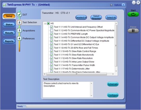 Single-button Automated M-PHY Transmitter testing